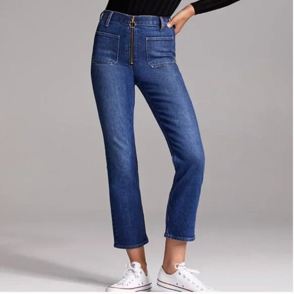 Aritzia Denim Forum The Just Peachy Straight High-waisted Zipper Front Jeans - Picture 1 of 10